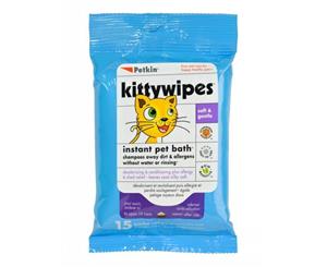 Kitty Wipes Instant Pet Bath for Cats & Kittens - Petkin - 15 Wipes