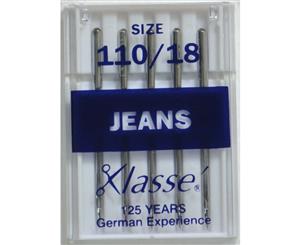 Klasse Sewing Machine Needles JEANS Size 110 / 18 Pack of 5 Needles