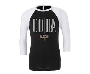 Led Zeppelin Baseball Shirt Coda Band Logo Official Mens Raglan - Black