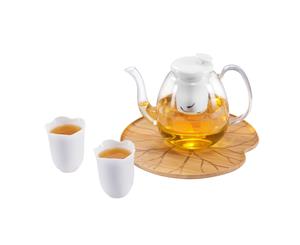 Lotus and Fish Tea Set 1.4L Pure White