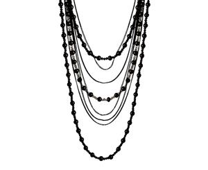 Lovisa Layered Black Bead Lariat Necklace