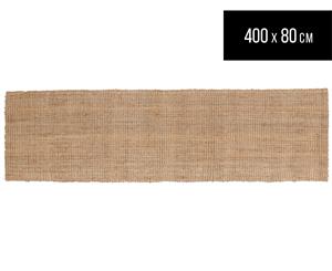 Maple & Elm 400x80cm Chunky Knit Jute Runner Rug - Brown