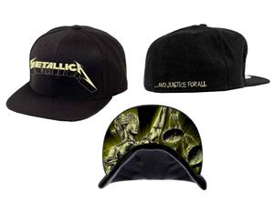 Metallica Baseball Cap Justice For All Glow Brim Design Official Snapback - Black