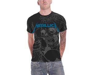 Metallica T Shirt Japanese Justice For All Official Mens Allover Print - Black