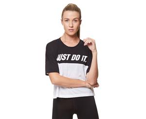 Nike Women's Tailwind Tee / T-Shirt / Tshirt - Black/White