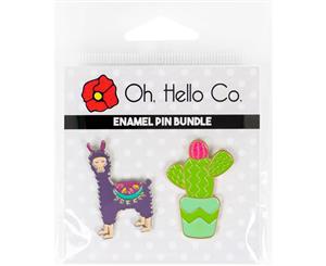 Oh Hello Enamel Pins 2 pack - Cactus & Llama