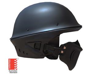 Open Face Chopper Motorcycle Helmet Matt Black