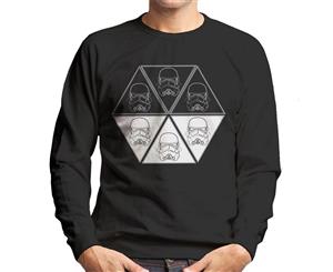 Original Stormtrooper Helmet Line Art Hexagon Men's Sweatshirt - Black