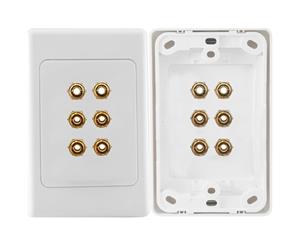 PRO1034 Pro2 6 Terminal Speaker Wall Plate 6X Banana Sockets Standard Clipsal-Style Wall Plate 6 TERMINAL SPEAKER WALL PLATE