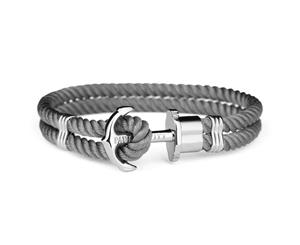 Paul Hewitt PHrep Nylon Bracelet Silver Anchor - Grey