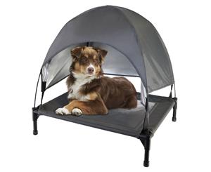 Paws & Claws Elevated 70x63cm Kennel Medium Dog Bed Shelter Pet w/ Canopy Black