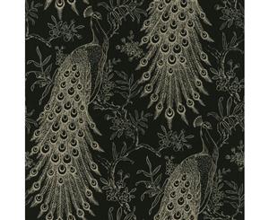 Rasch Pandore Peacock Wallpaper Black/Gold (406811)