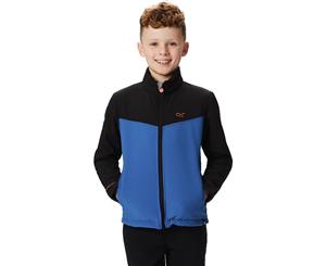 Regatta Boys & Girls Rivendale Water Repellent Softshell Hiking Jacket - Black/OxBlue