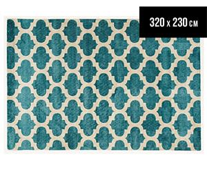 Rug Culture 320x230cm Zen Digital Print Trellis Rug - Blue