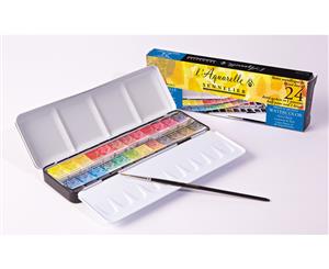 Sennelier l'Aquarelle Watercolour Metal Tin of 24 Half pans Classic Set