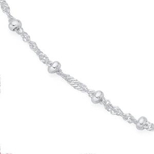 Silver 25cm Fine Twist & Ball Anklet