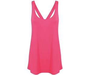 Skinni Fit Womens/Ladies Fashion Workout Sleeveless Vest (Neon Pink) - RW5491