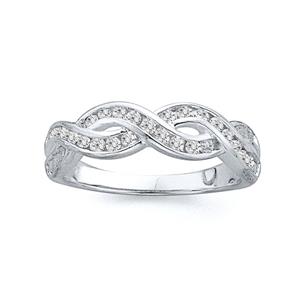 Sterling Silver Cubic Zirconia Plait Ring