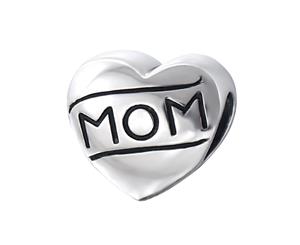 Sterling Silver Heart Mom Bead