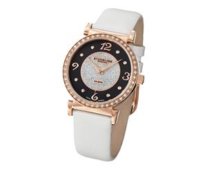 Stuhrling Original Women's 711.03 Vogue Audrey Astra Diamond Rose Tone Case with Leather Strap Watch