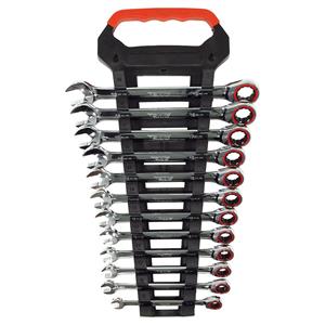 TTI 12 Piece Metric 8 19mm 100T Ratchet Ring Ratcheting Open End Spanner Set