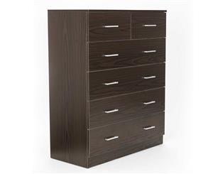 Tallboy Dresser 6 Chest of Drawers Cabinet 85 x 39.5 x 105 - Brown