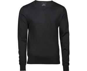 Tee Jays Mens Merino Blend V Neck Jumper (Black) - PC3421