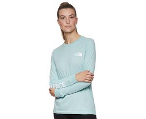 The North Face Women's Brand Proud Long Sleeve Tee / T-Shirt / Tshirt - Windmill Blue/White