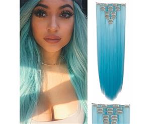 Thick High Grade Blue Straight Hair 7Piece 16Clips 20" Hair Extension