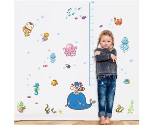 Underwater World Height Measure Decals Wall Sticker (Size 143cm x 105cm)