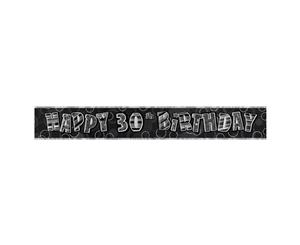 Unique Party 30Th Birthday Black/Silver Glitz Foil Banner (Black/Silver) - SG12298