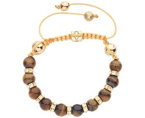 Unisex Marcrame Bracelet - TIGER EYE gold - Gold