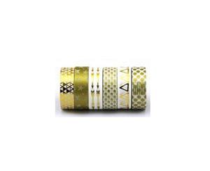 Washi tape - 6 Rolls of Washi with various Geo Metallic & Pantone Designs - Size 15mm x 10m each