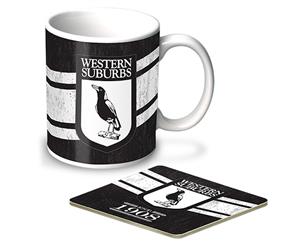 Western Suburbs Magpies NRL Heritage Design Coffee Mug and Coaster Gift Set