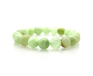 10mm Natural Light Green Flower Jade Gemstones Healing Crystal Stretch Beaded Bracelet