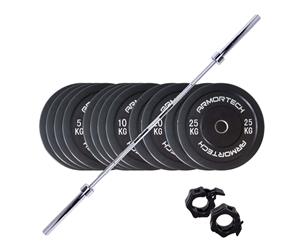 170kg Armortech V2 Black Bumper & Barbell Set 2