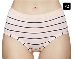 2 x Bonds Women's Cottontails Full Briefs - Stripe 65