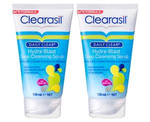 2 x Clearasil Daily Clear Hydra-Blast Deep Cleansing Scrub 150mL