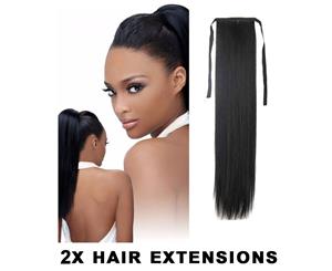 2Pcs 22" Black Brown Grade Aaa Synthetic Hair Extension Ponytail Straight 2X