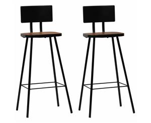 2x Solid Reclaimed Wood Bar Chairs Counter Height Bar Stool Seating