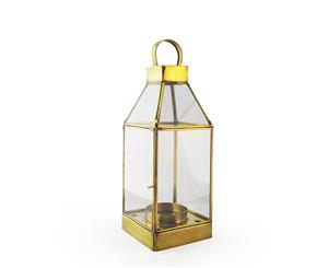 32cm x 11cm Square Hand Made Hanging Candle Holder Made with a Brass Frame and Glass Walls