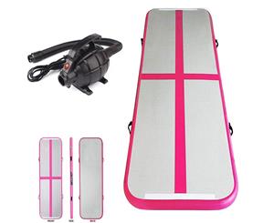 3Mx1Mx10CM Inflatable Air Track Mat Tumbling Floor Home Gymnastics Mat with Electric Pump - Pink