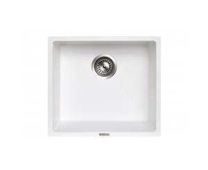 533 x 457mm Carysil White Single Bowl Granite Kitchen/Laundry Sink Top/Flush/Under Mount