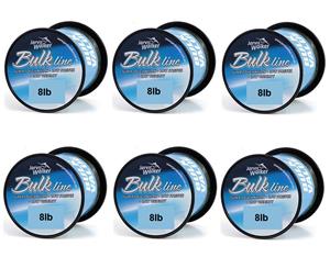 6 Spools of 8lb Jarvis Walker Bulk Mono Fishing Line-1200m Spools-Green-Bulk 6 Pack