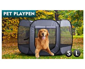 8 Panel Pet Dog Playpen Exercise Cage Dark Grey