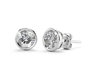 .925 Sterling Silver Brilliant Cut Simulated Diamond Earrings-Silver