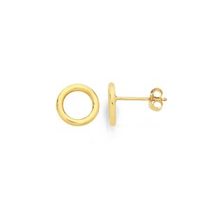 9ct Gold 8mm Open Circle Stud Earrings