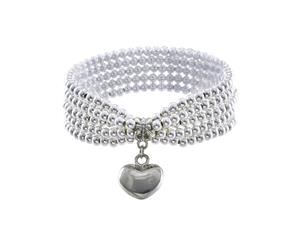 Barcs Heartfelt Stretch Bracelet With Silver-Coloured Beading