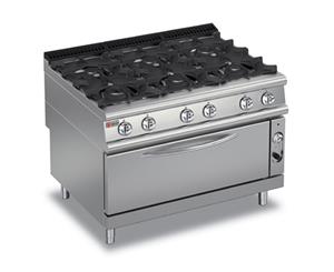 Baron Six Burner Gas Cook Top With Full Length Gas Oven