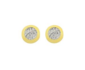 Bevilles 9ct Yellow Gold Silver Infused Crystal Pave Stud Earrings